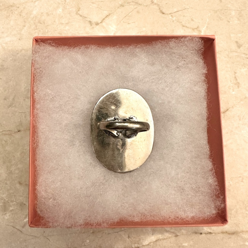 Gorgeous Big Mexican Silver Stone Statement Ring - image 4